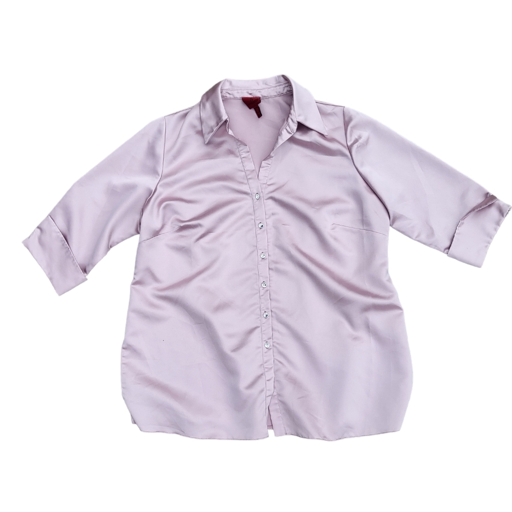 JS Collections Pink Rhinestone Button Long Button Down Size 16